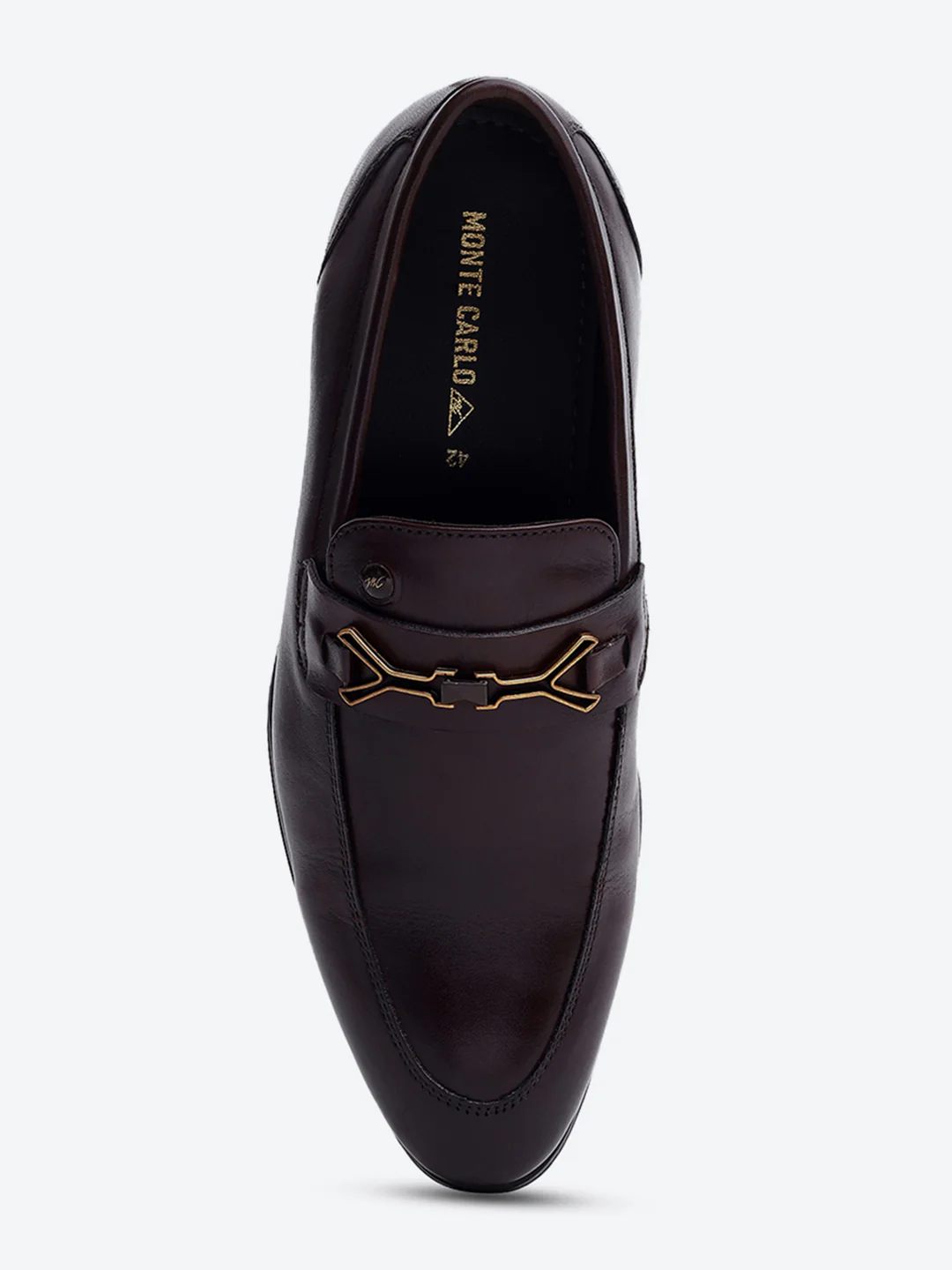 Men Brown Slip on Genuine Leather Horse-Bit Buckle Loafers - Image 6