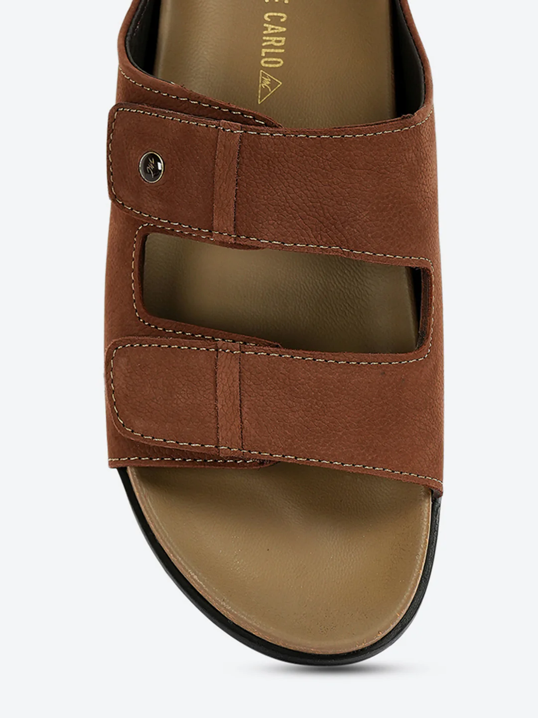 Men Brown Slip on Leather Sandals - Image 7
