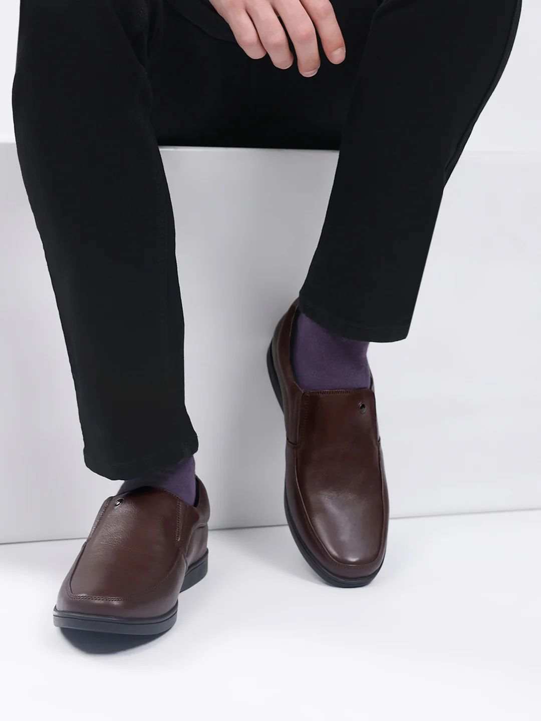 Men Brown Slip on Leather Shoes - Image 10