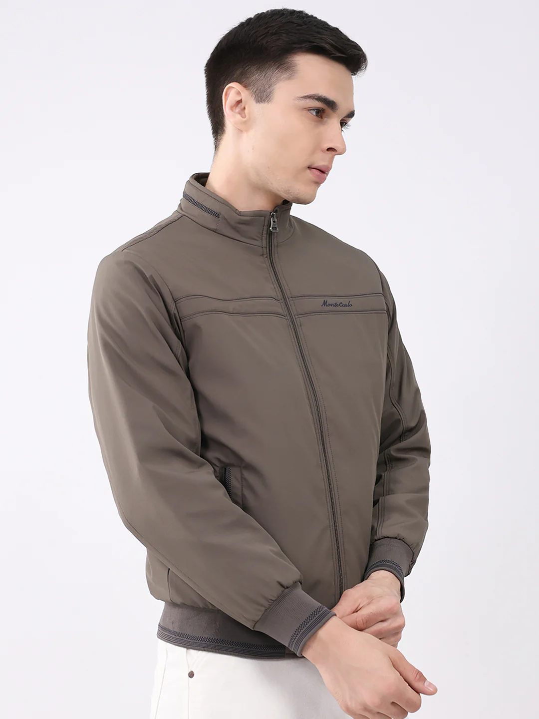 Men Brown Solid Collar Full Sleeve Jacket - Image 4
