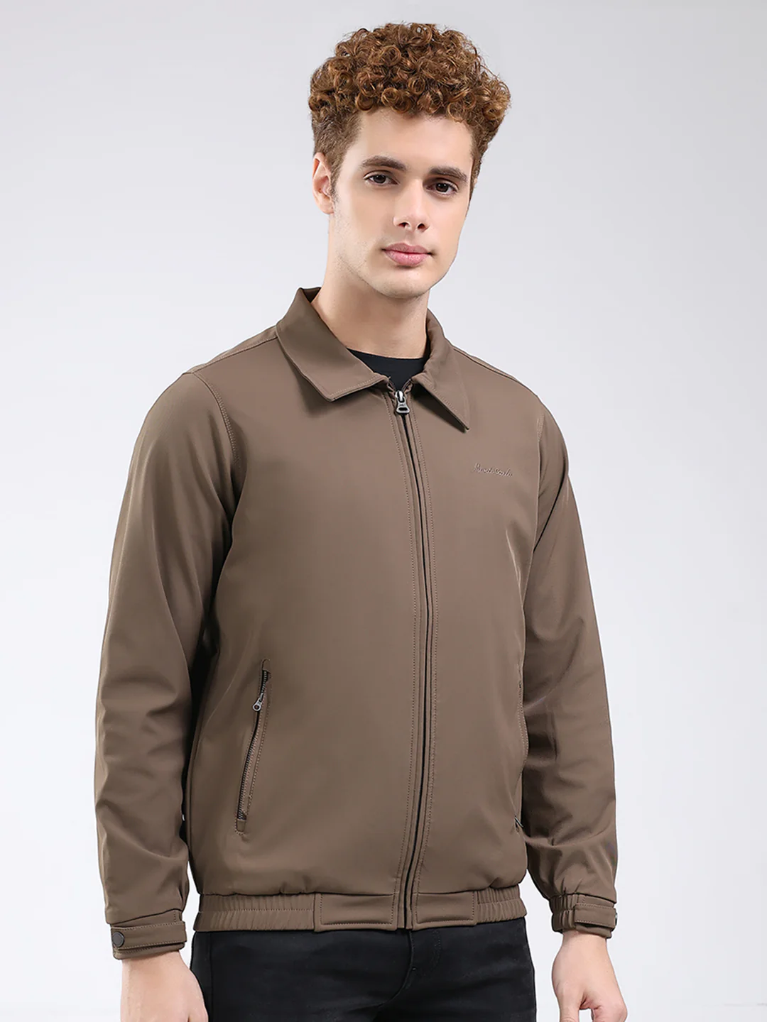 Men Brown Solid Collar Full Sleeve Jacket - Image 4