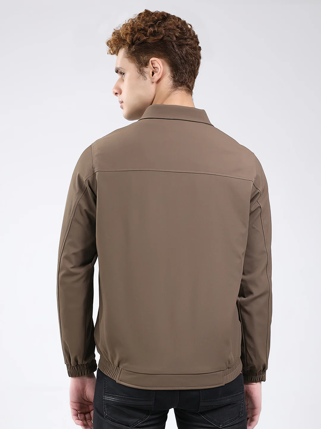 Men Brown Solid Collar Full Sleeve Jacket - Image 5
