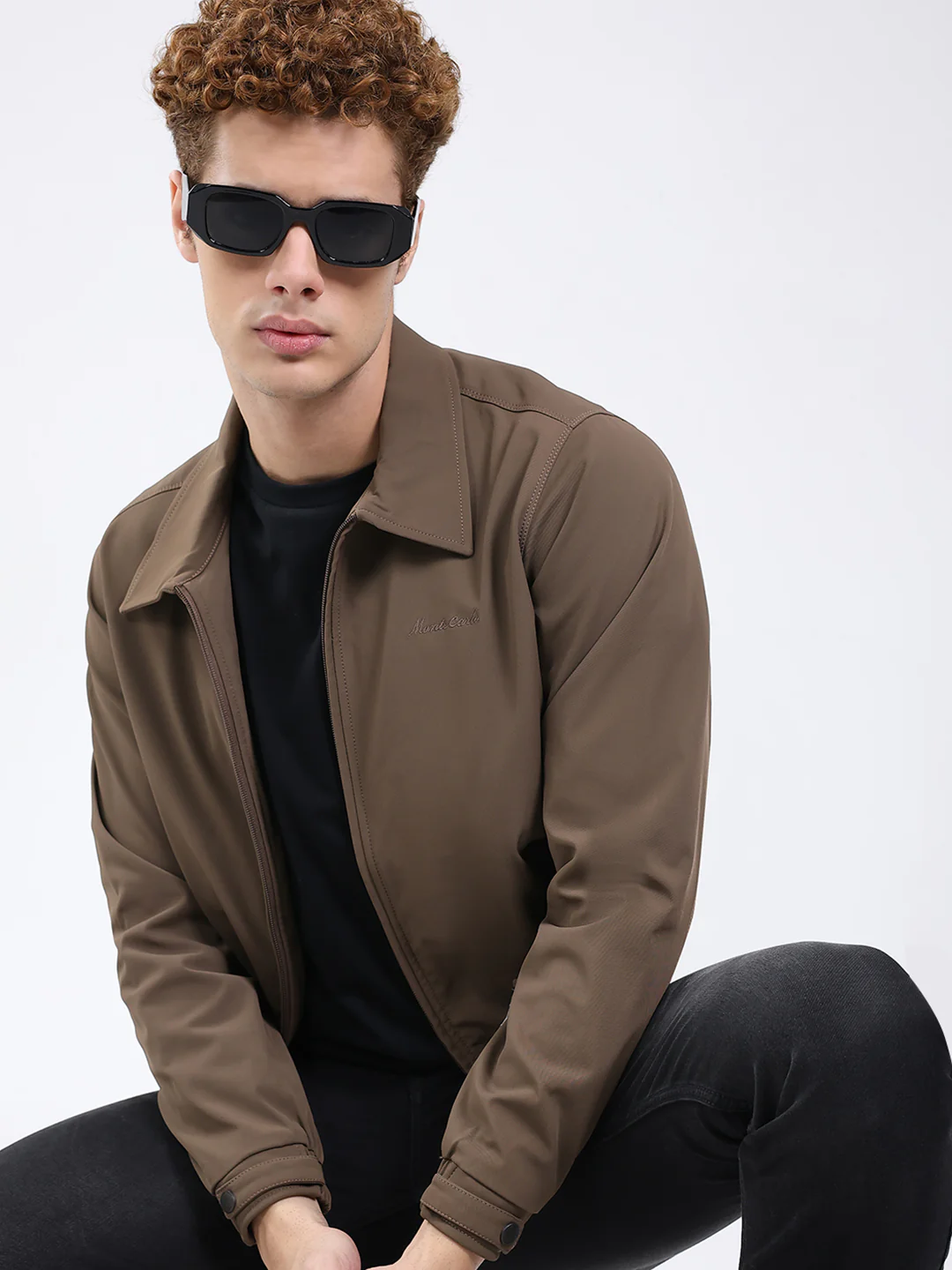 Men Brown Solid Collar Full Sleeve Jacket - Image 6