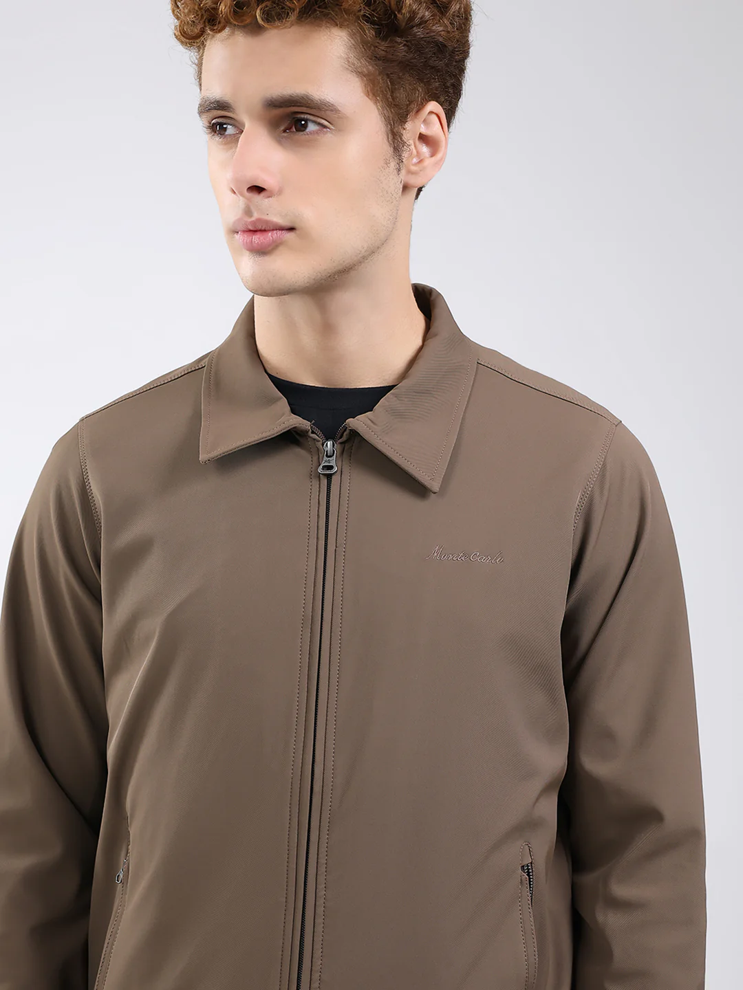 Men Brown Solid Collar Full Sleeve Jacket - Image 8