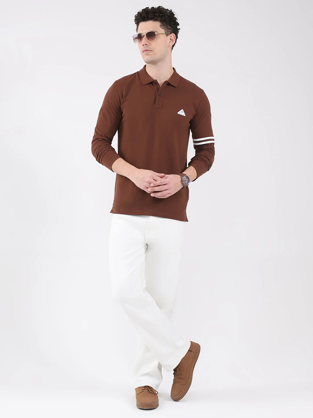 Rock.it Men Brown Solid Collar Full Sleeve Winter T-Shirt - Image 2
