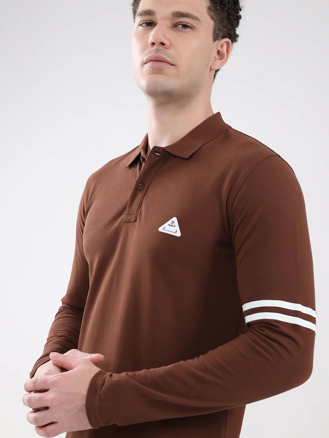Rock.it Men Brown Solid Collar Full Sleeve Winter T-Shirt - Image 6