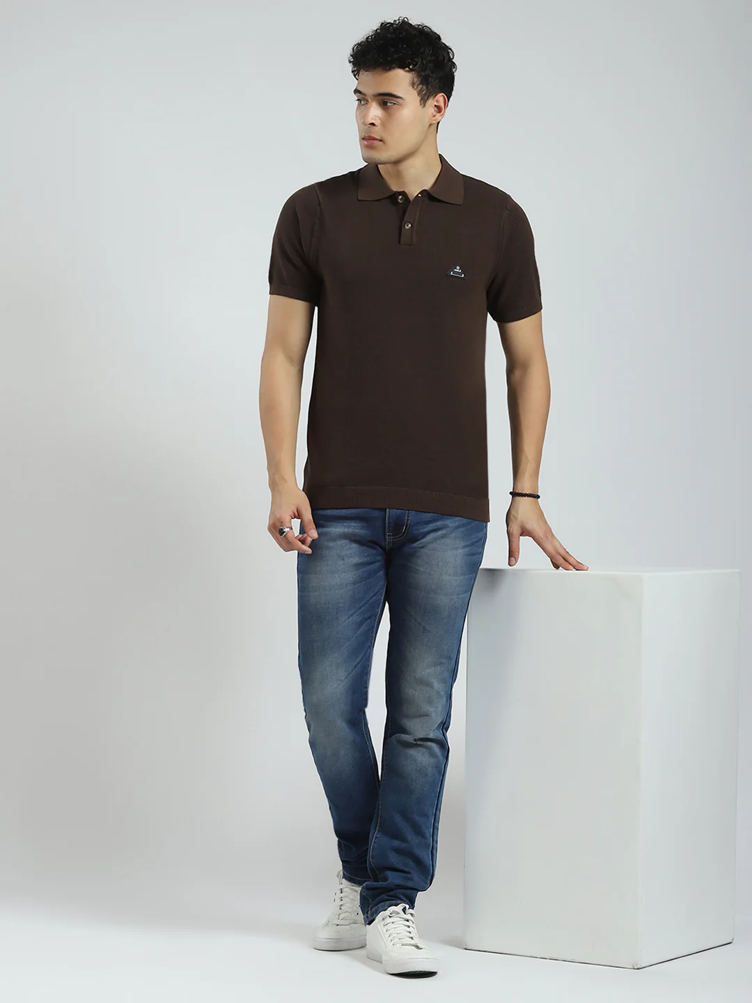 Rock.it Men Brown Solid Collar Half Sleeve T-Shirt - Image 2