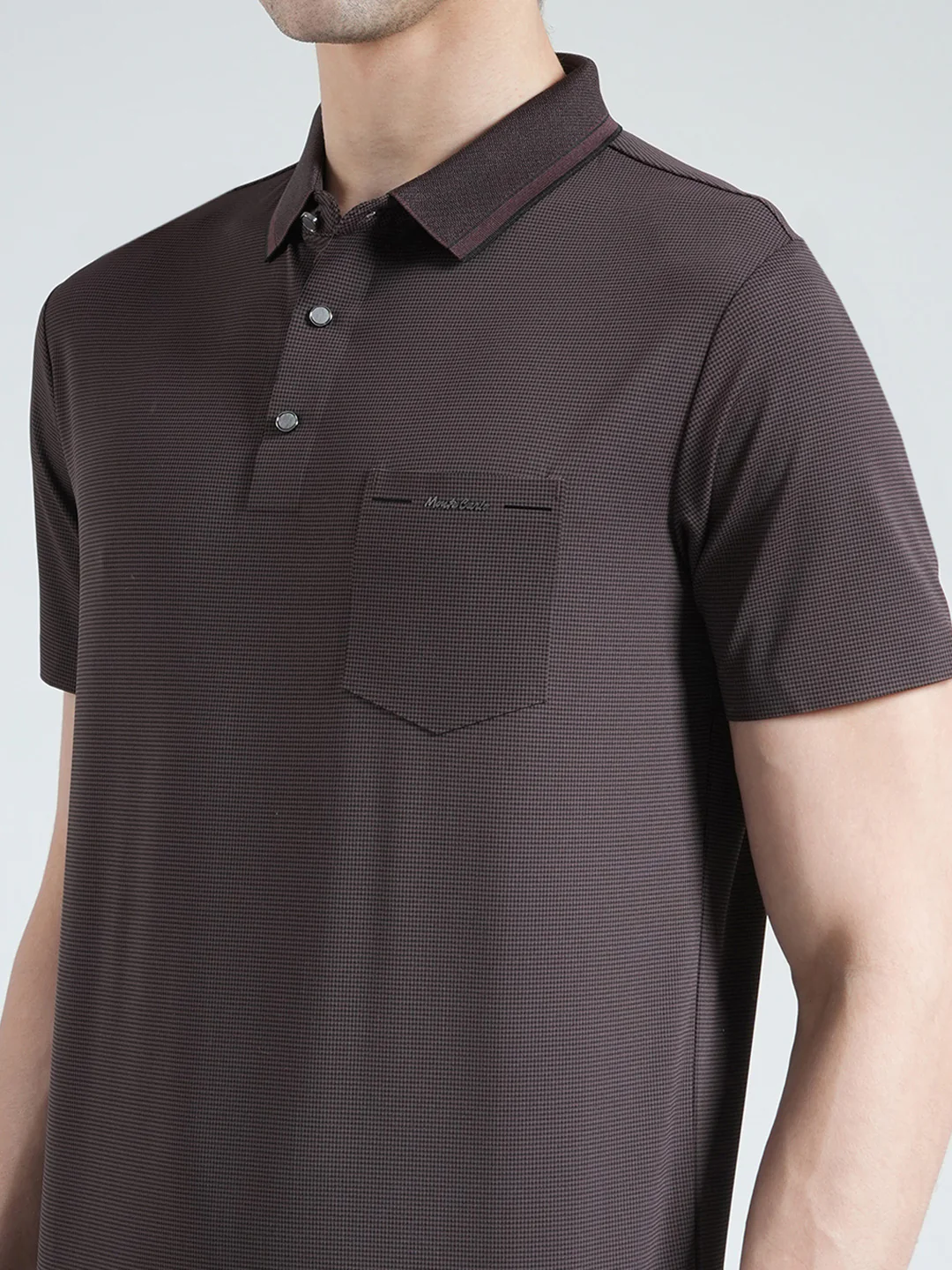 Men Brown Solid Collar Half Sleeve T-Shirt - Image 6