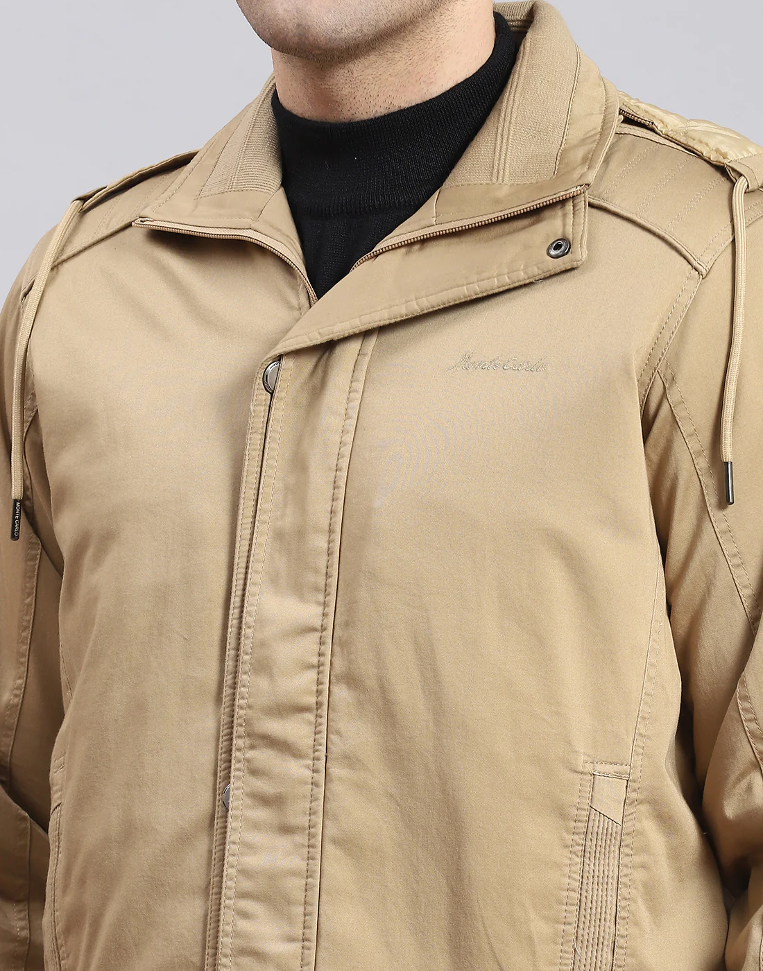 Men Brown Solid Hooded Full Sleeve Jacket - Image 8