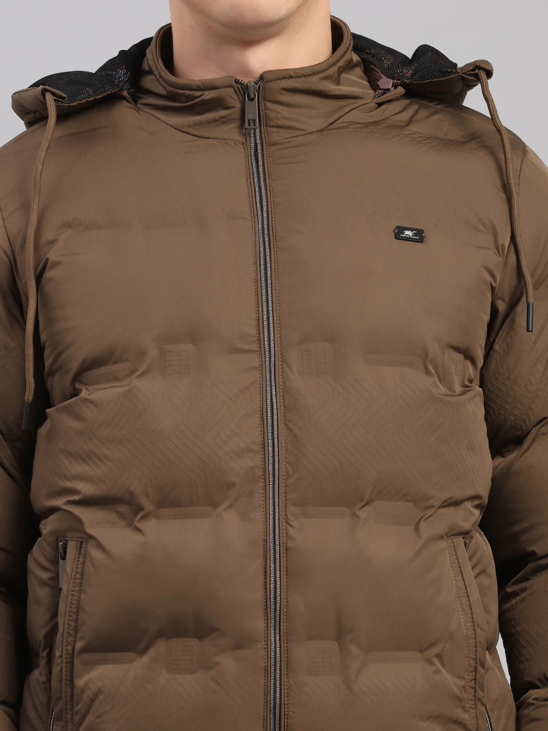 Men Brown Solid Hooded Full Sleeve Jacket - Image 7