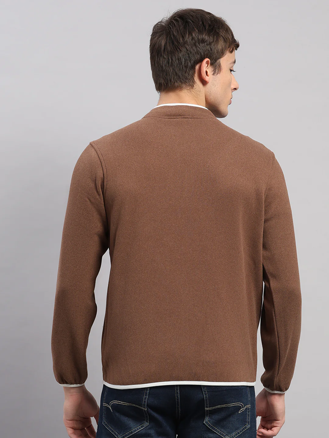 Men Brown Solid Hooded Full Sleeve Jacket - Image 9