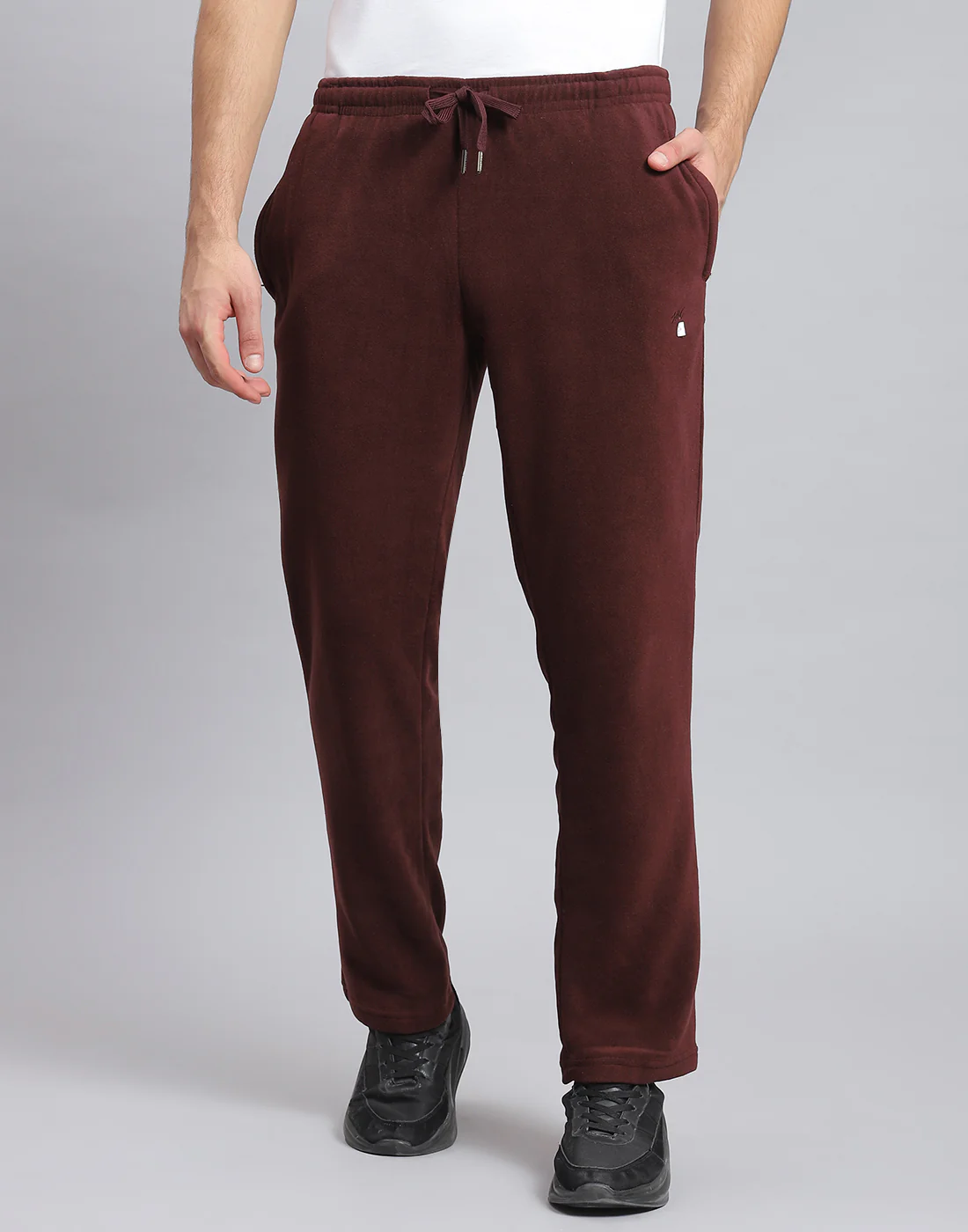 Men Brown Solid Hooded Full Sleeve Tracksuit - Image 7