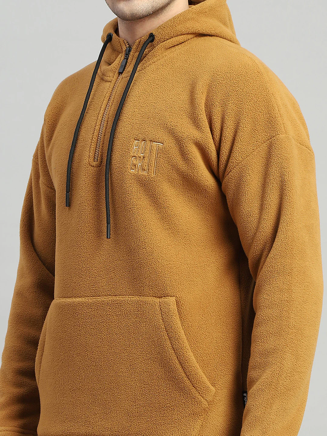 Rock.it Men Brown Solid Hooded Full Sleeve Winter Tracksuit - Image 7