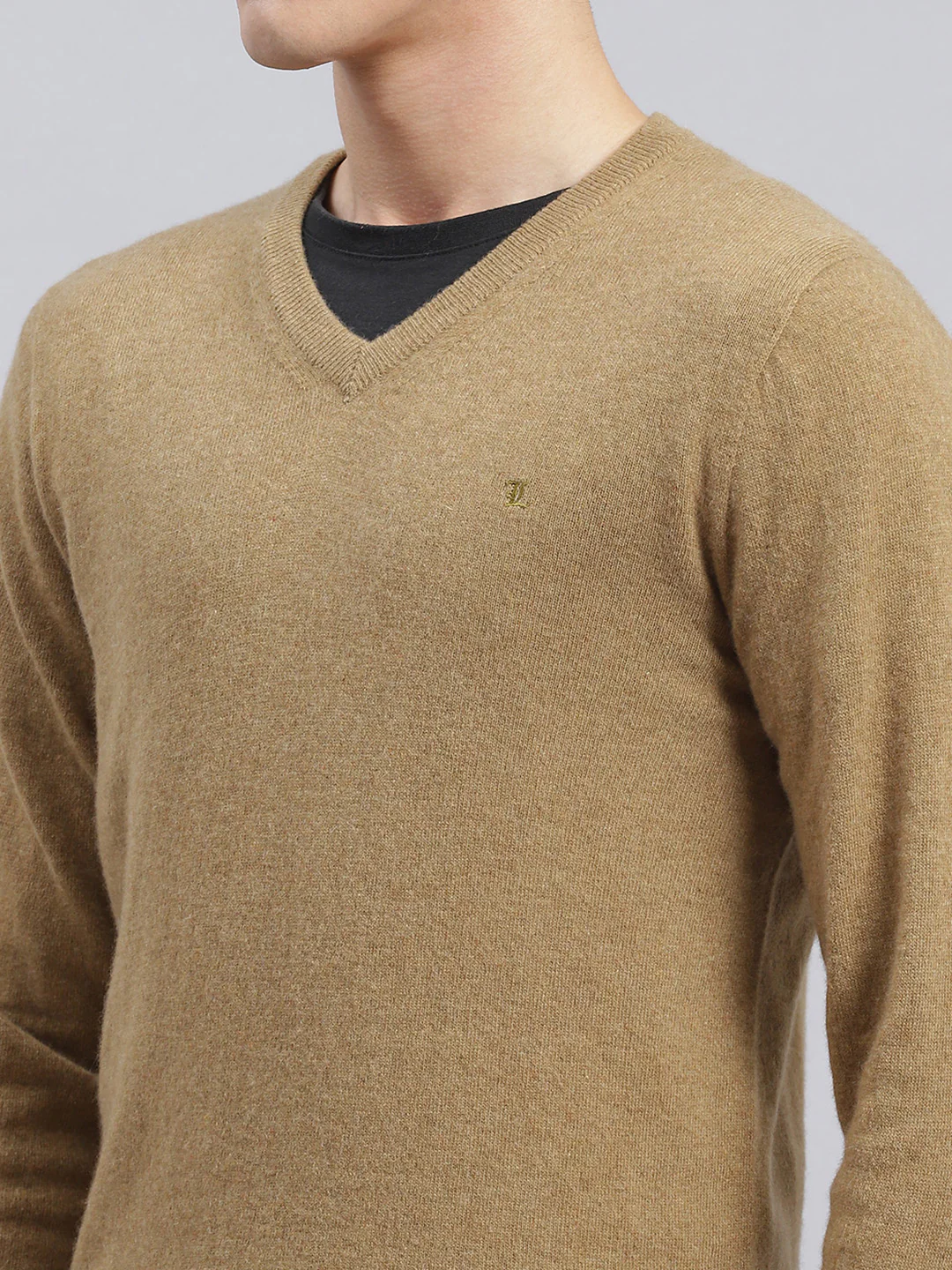 Men Brown Solid Lamb wool Pullover - Image 6