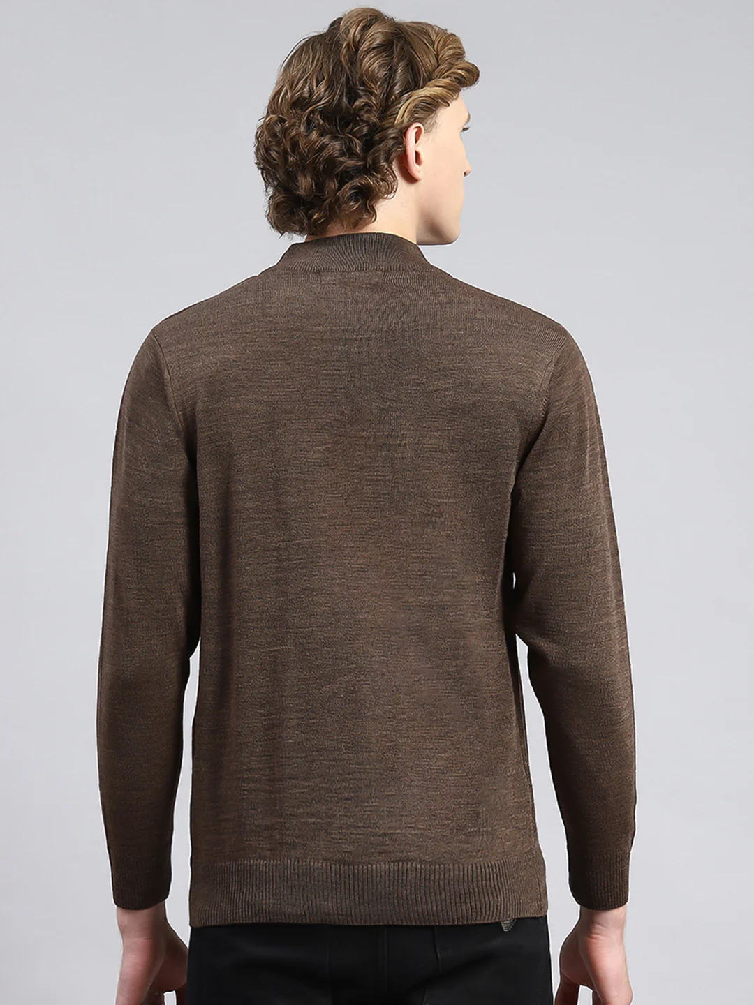 Men Brown Solid Pullover - Image 5