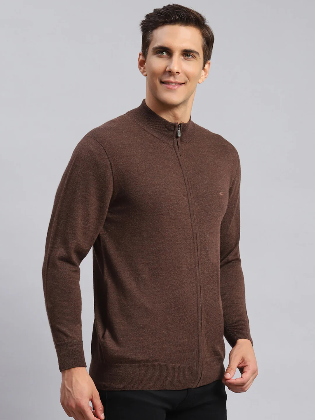 Men Brown Solid Pure wool Pullover - Image 3