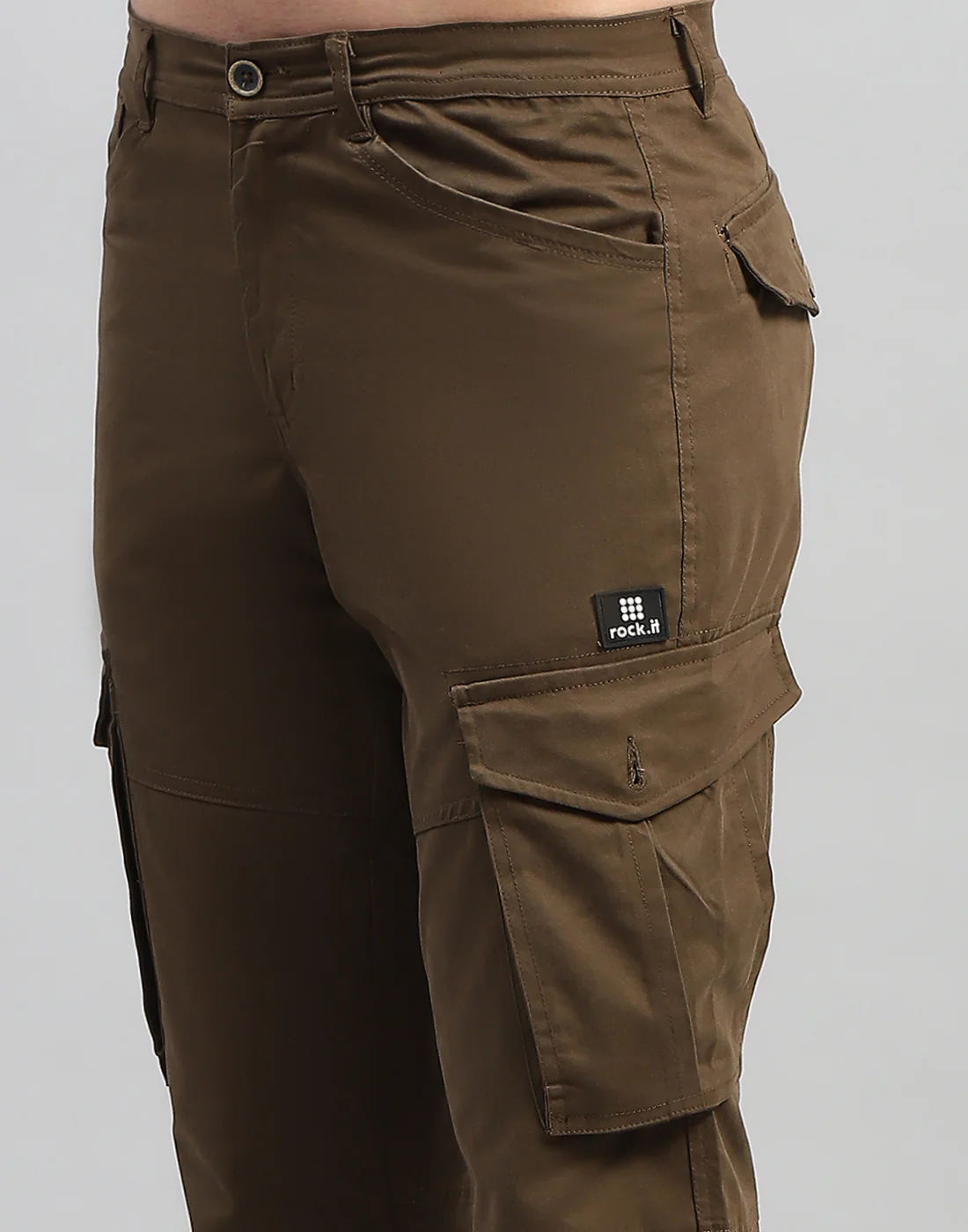 Rock.it Men Brown Solid Regular Fit Cargo - Image 6