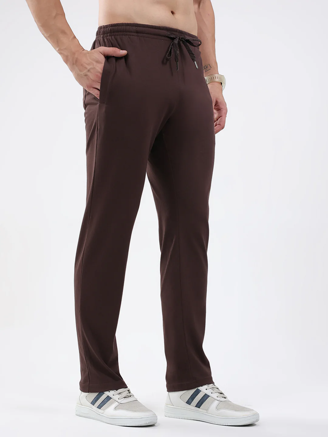 Men Brown Solid Regular Fit Lower - Image 4