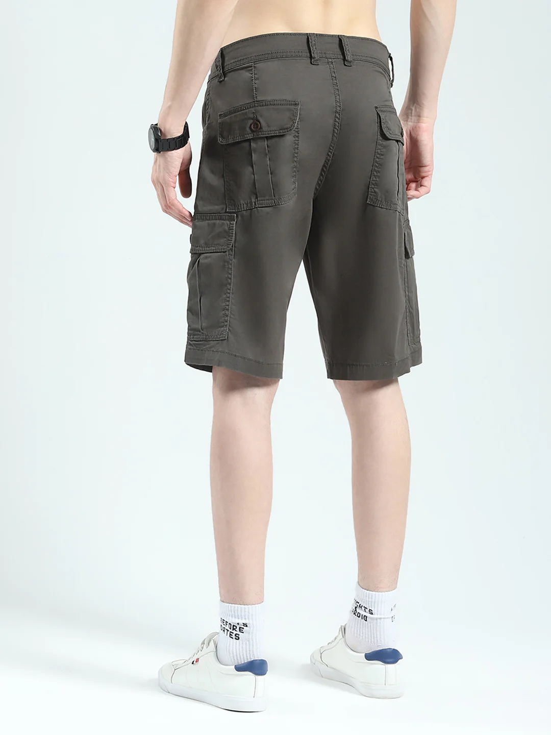 Men Brown Solid Regular Fit Shorts - Image 5