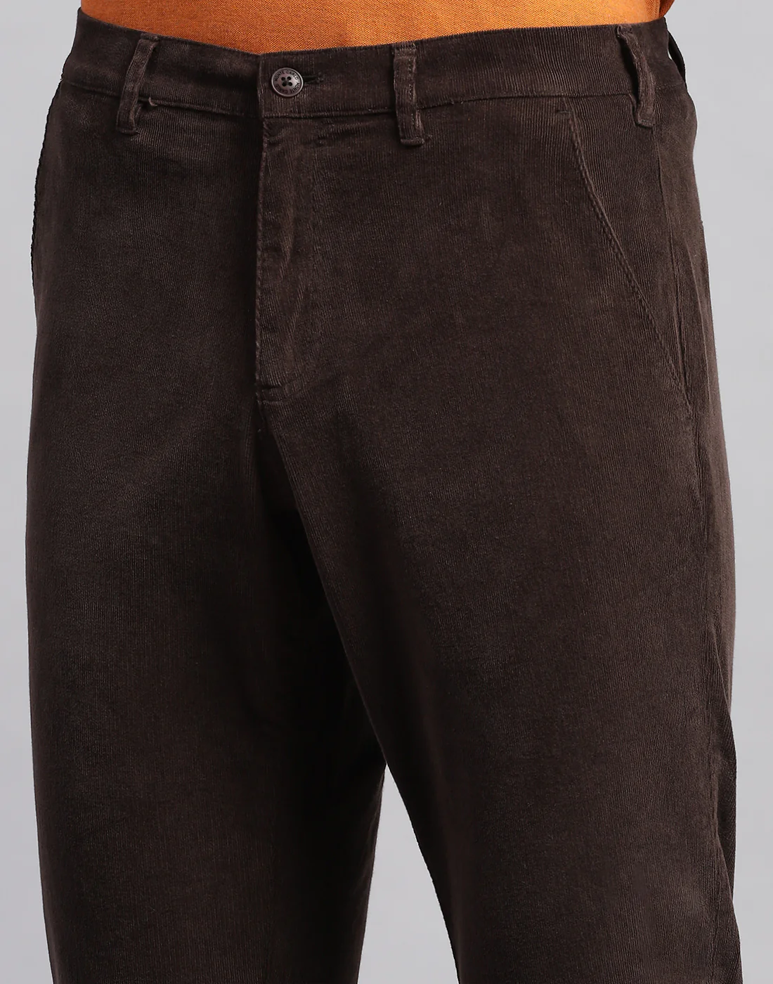 Men Brown Solid Regular Fit Trouser - Image 6