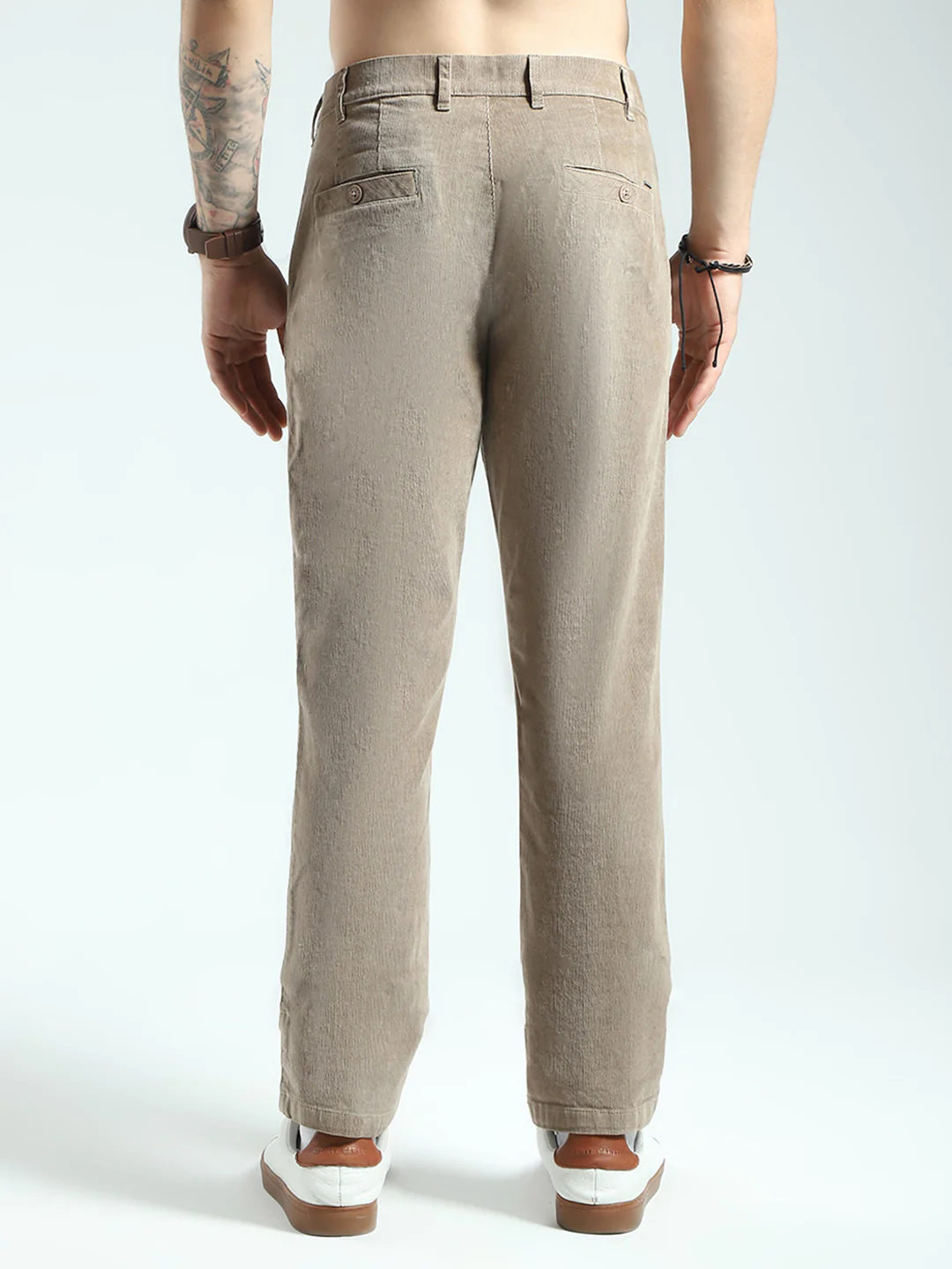 Men Brown Solid Regular Fit Trouser - Image 5