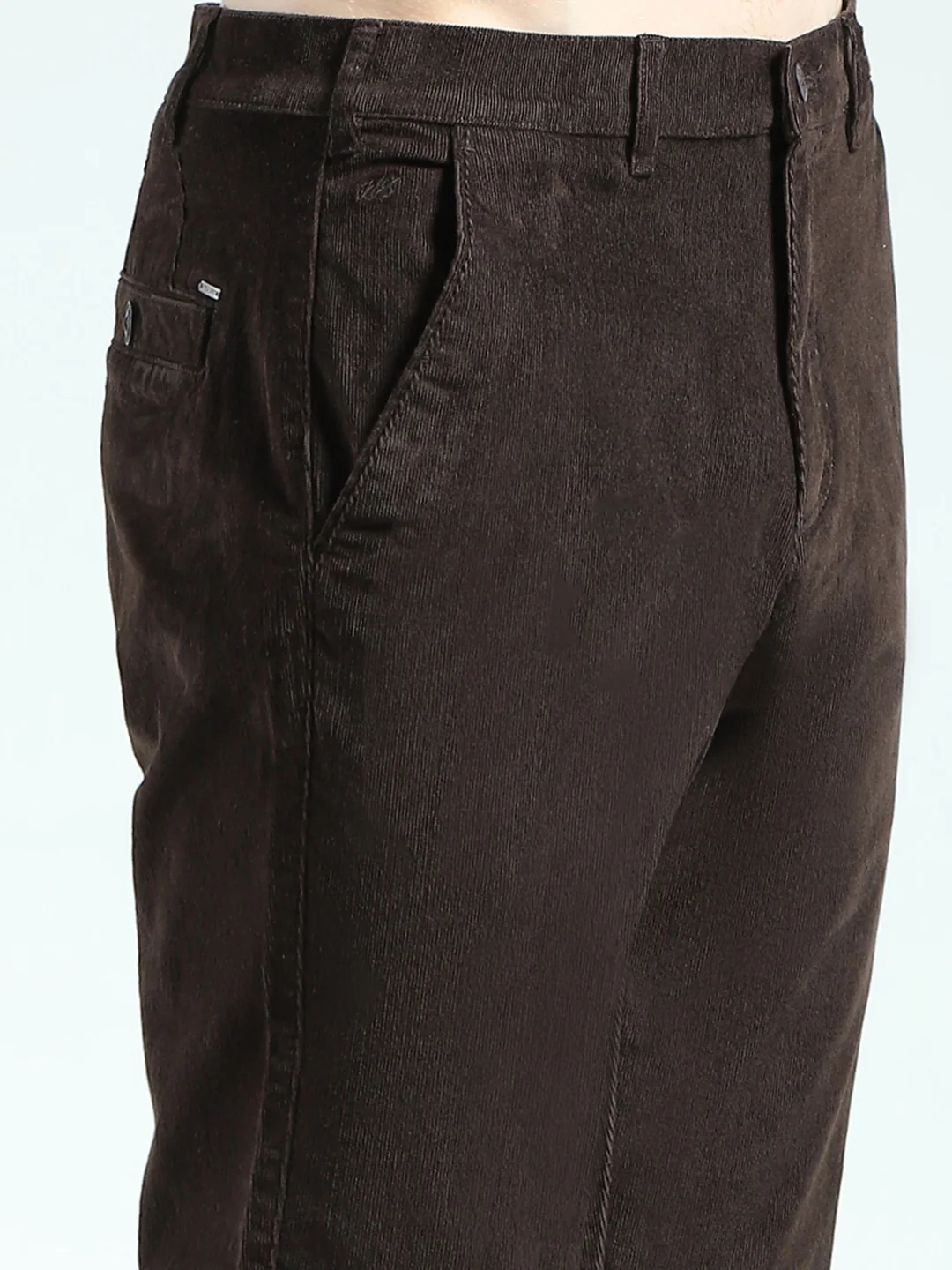 Men Brown Solid Regular Fit Trouser - Image 6
