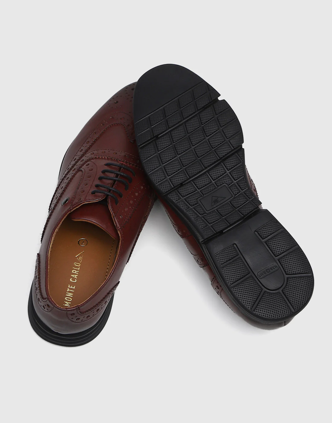 Men Burgundy Lace Up Genuine Leather Formal Brogues - Image 6