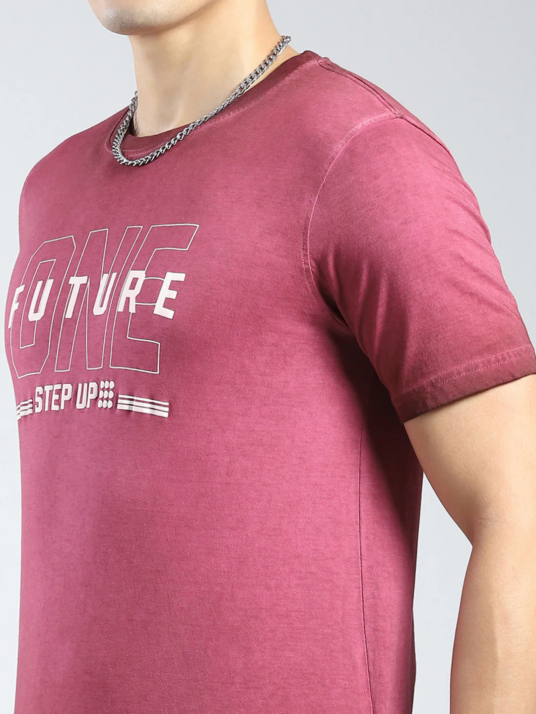 Rock.it Men Burgundy Printed Round Neck Half Sleeve T-Shirt - Image 6