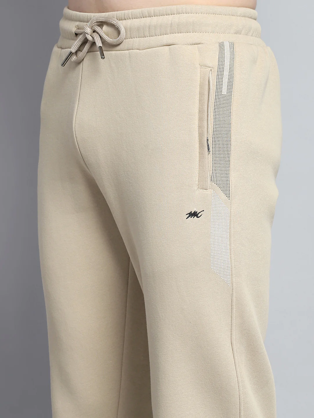Men Camel Brown Printed Mock Neck Full Sleeve Winter Tracksuit - Image 9