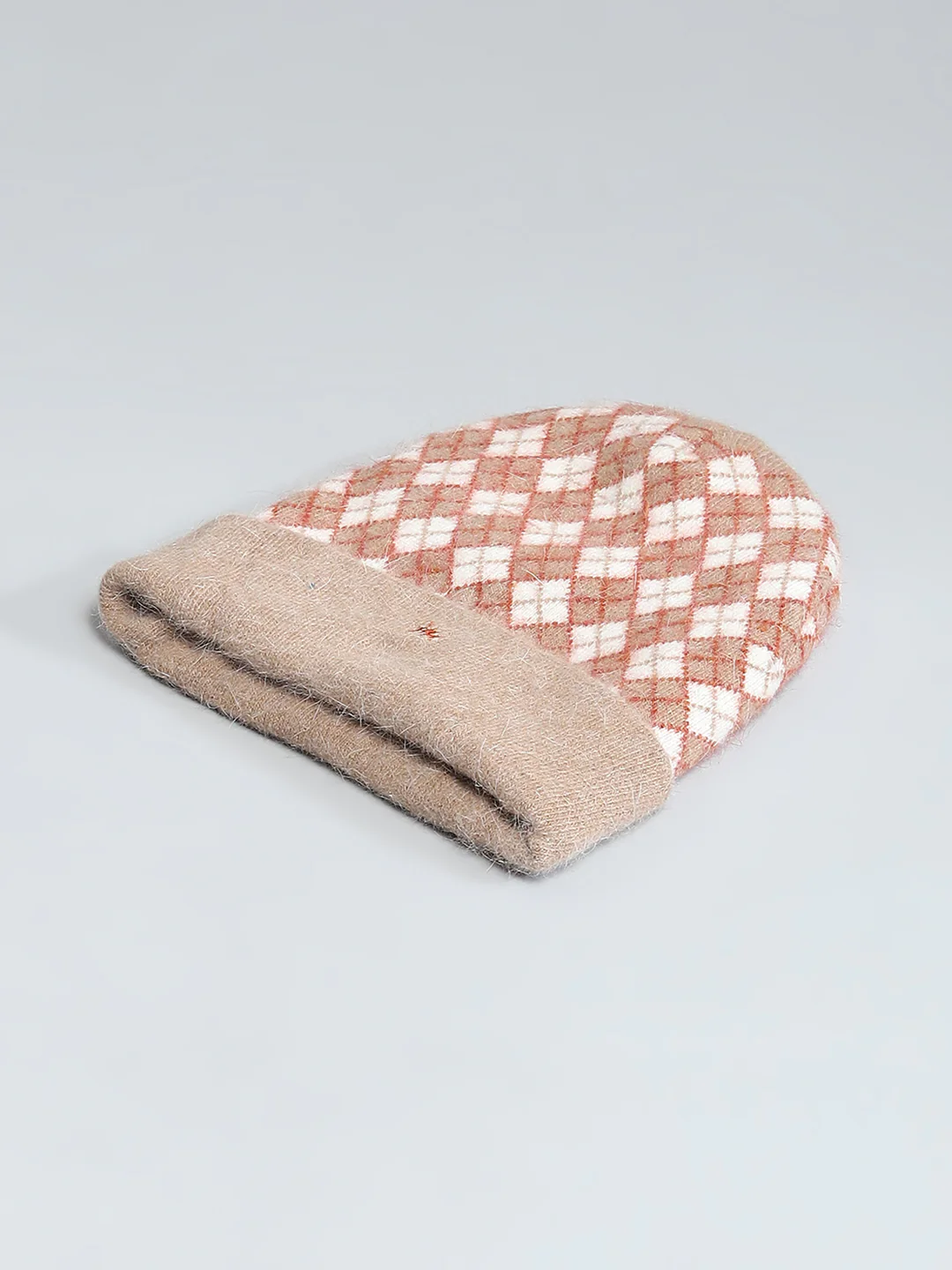 Men Camel Brown Self Design Cap - Image 6