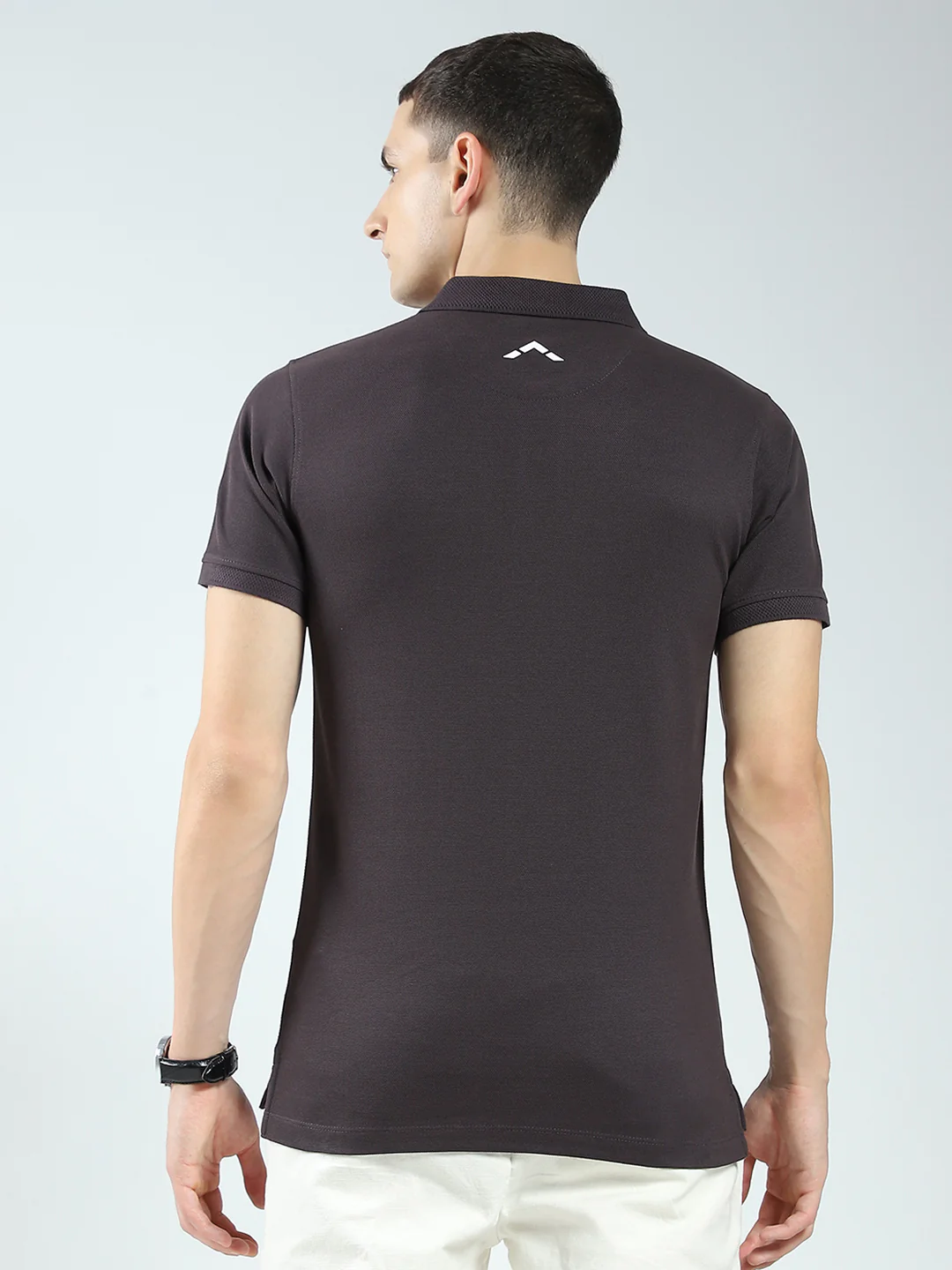 Rock.it Men Charcoal Solid Collar Half Sleeve T-Shirt - Image 5
