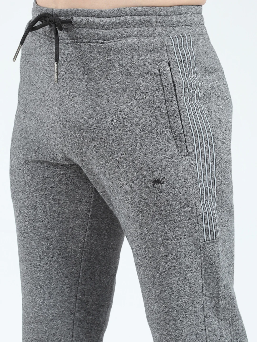Men Charcoal Solid Mock Neck Full Sleeve Winter Tracksuit - Image 8