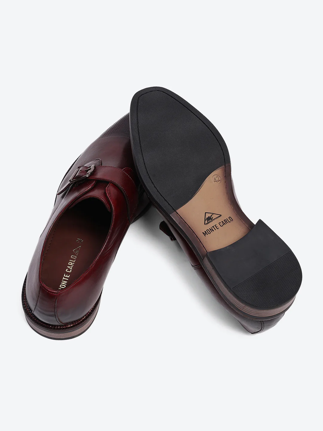 Men Cherry Elastic Leather Formal Monks - Image 8