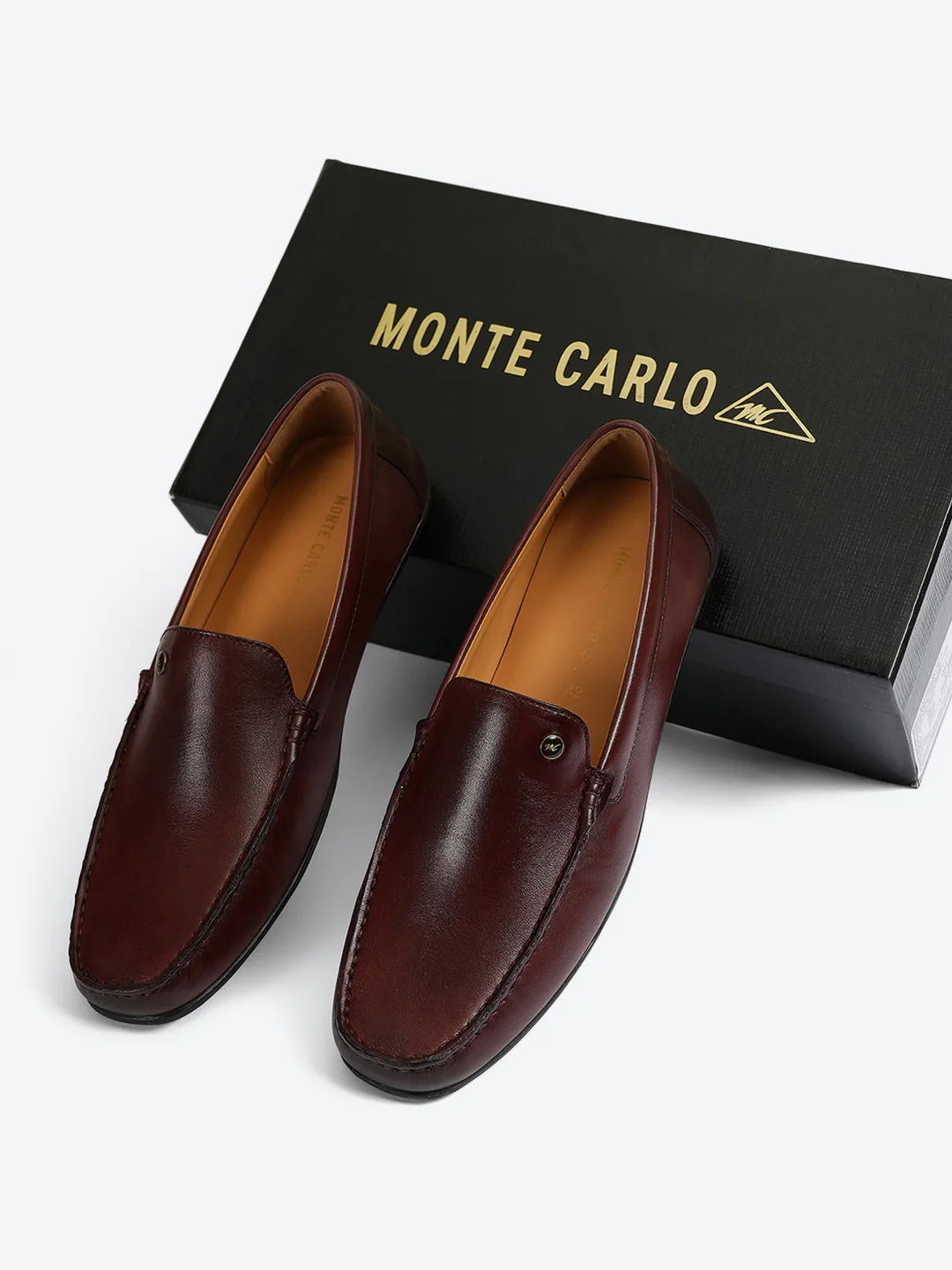Men Cherry Slip on Genuine Leather Loafers - Image 2