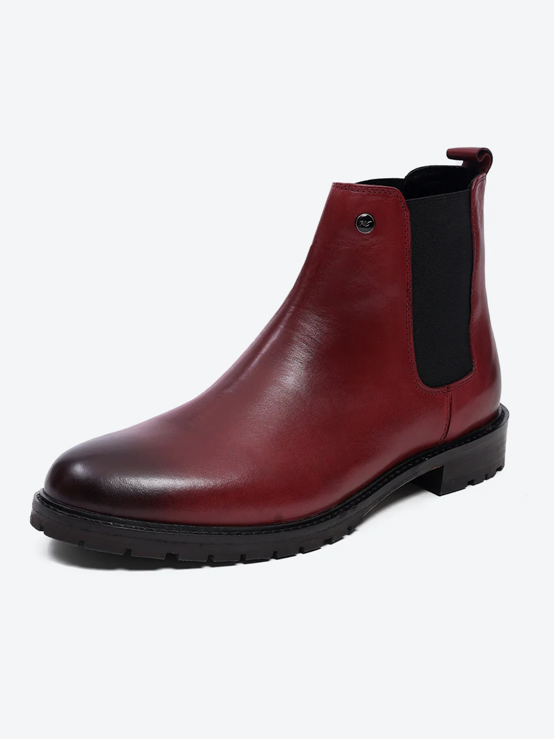Men Cherry Slip on Leather Chelsea Boots - Image 3