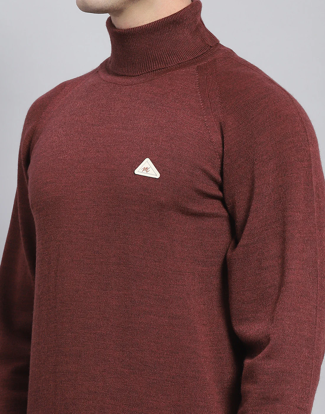 Men Coffee Brown Solid High Neck Full Sleeve Pullover - Image 7