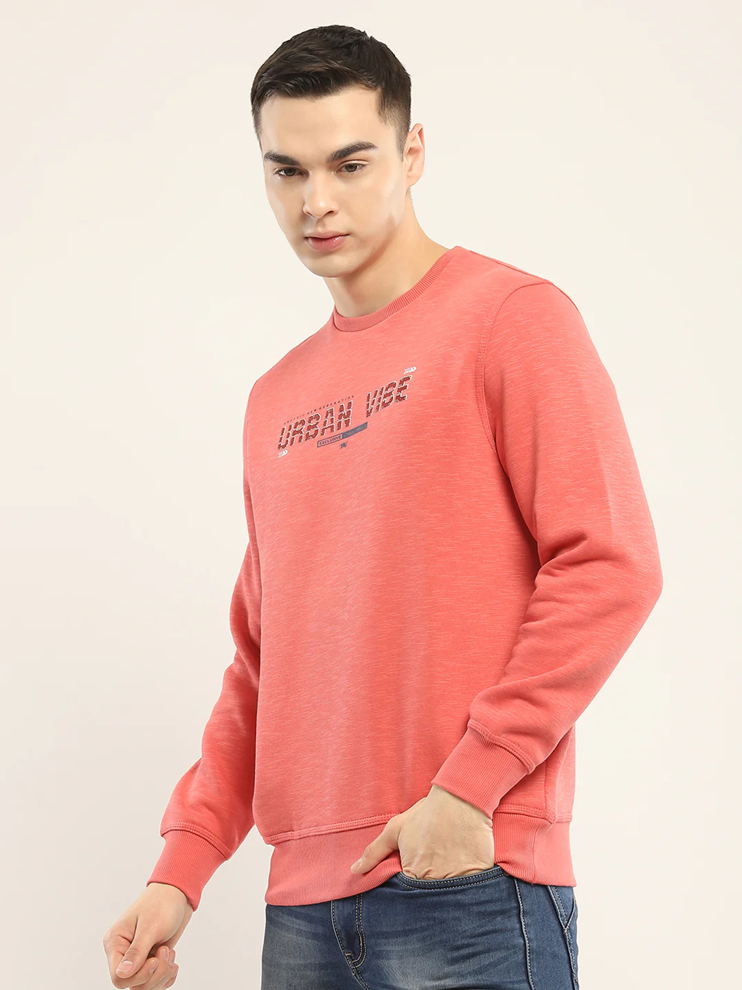 Men Coral Printed Round Neck Full Sleeve Sweatshirt - Image 3