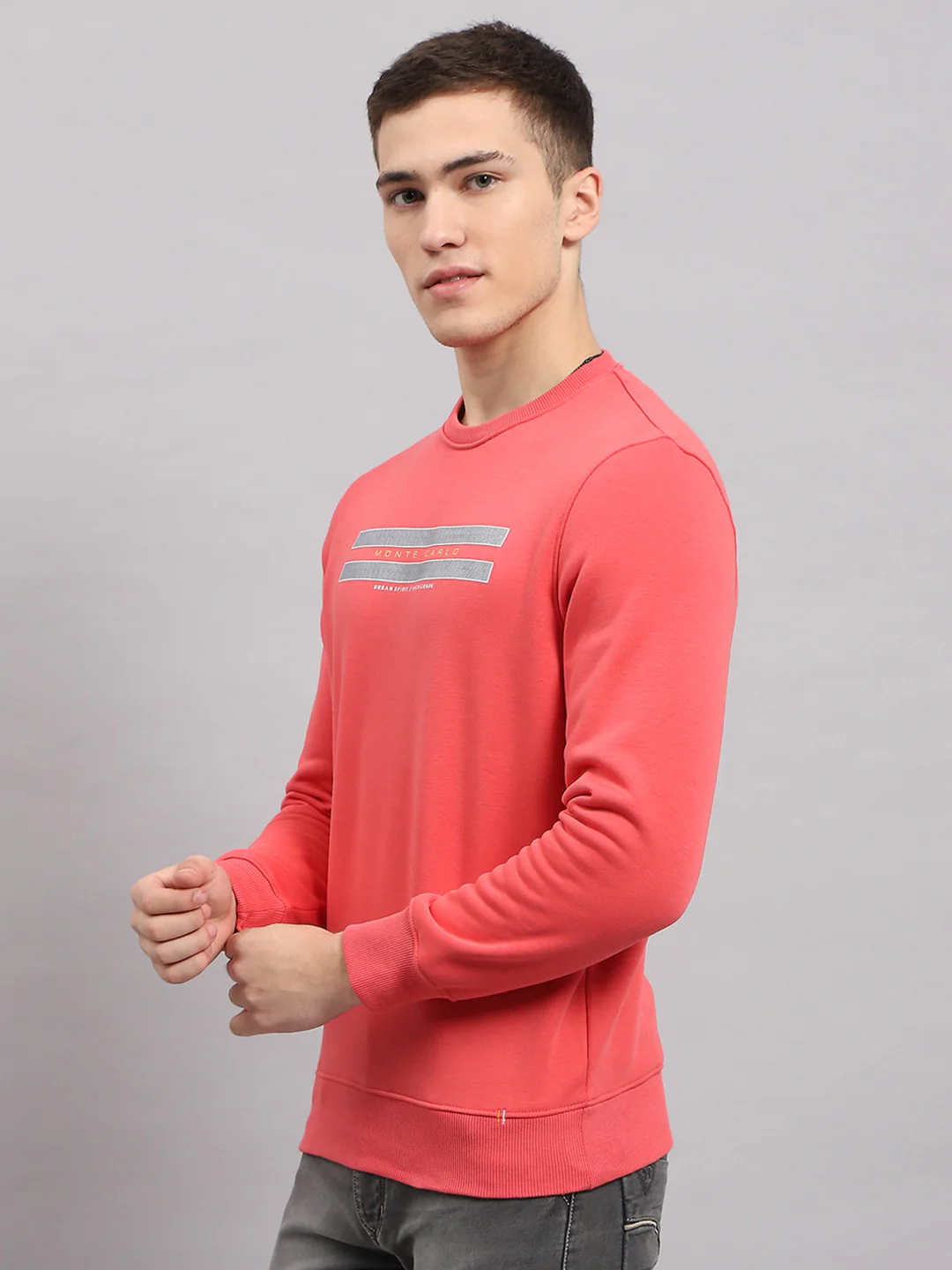 Men Coral Printed Round Neck Full Sleeve Sweatshirt - Image 3