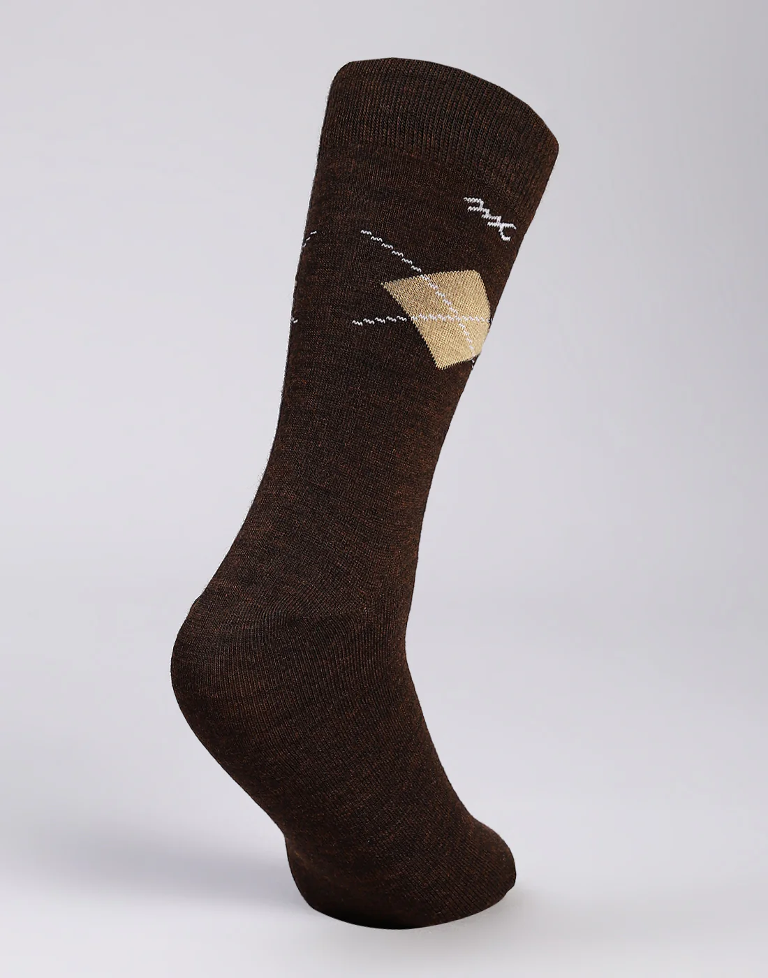 Men Cotton Blend Self Design Calf Length Socks (1 Pair) - Image 4