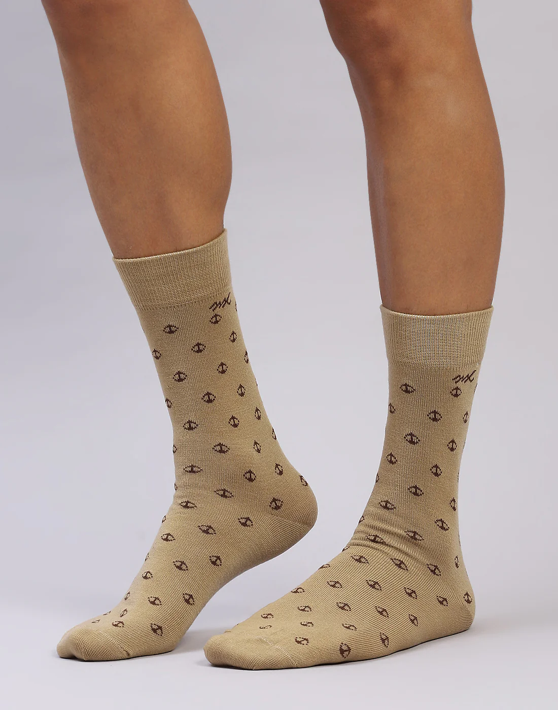 Men Cotton Blend Self Design Calf Length Socks (1 Pair) - Image 2