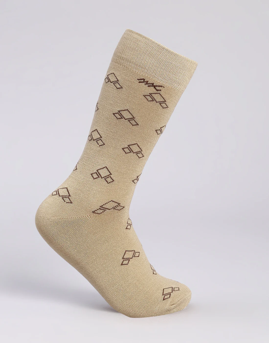 Men Cotton Blend Self Design Calf Length Socks (1 Pair) - Image 3