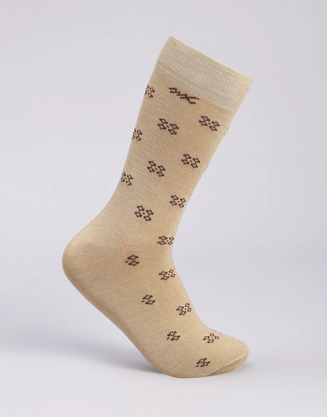 Men Cotton Blend Self Design Calf Length Socks (1 Pair) - Image 3