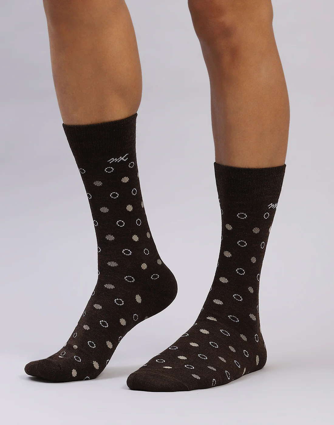 Men Cotton Blend Self Design Calf Length Socks (1 Pair) - Image 2