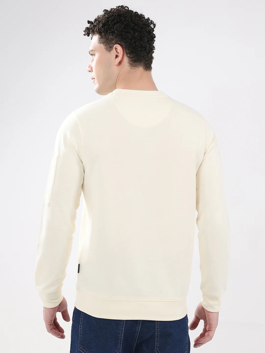 Rock.it Men Cream Embroidered Round Neck Full Sleeve Sweatshirt - Image 5