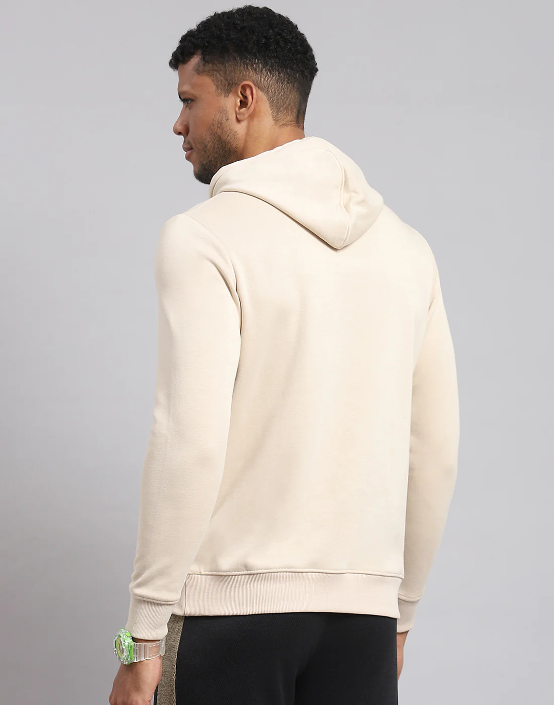 Rock.it Men Cream Printed Hooded Full Sleeve Sweatshirt - Image 6