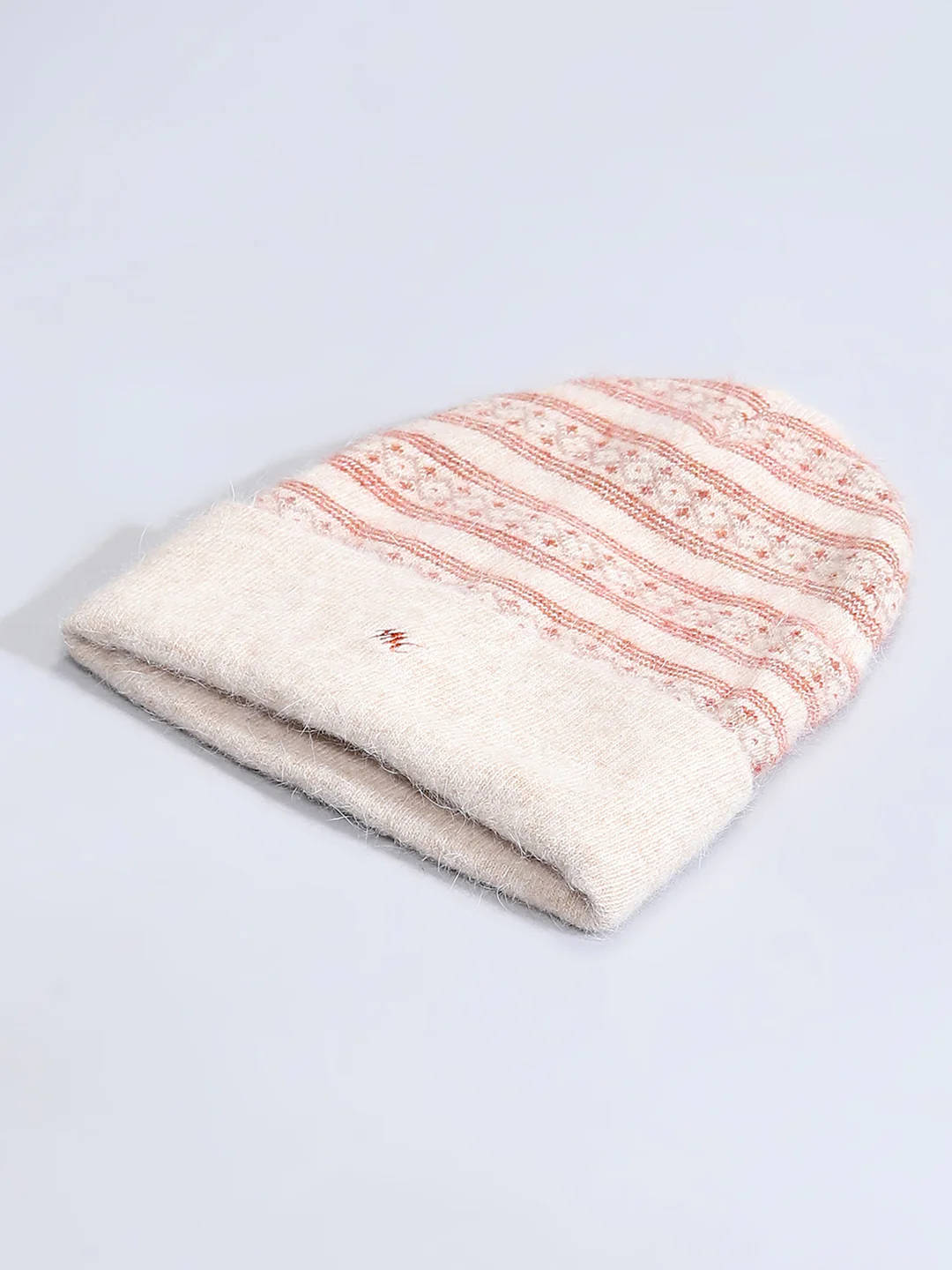 Men Cream Self Design Cap - Image 6