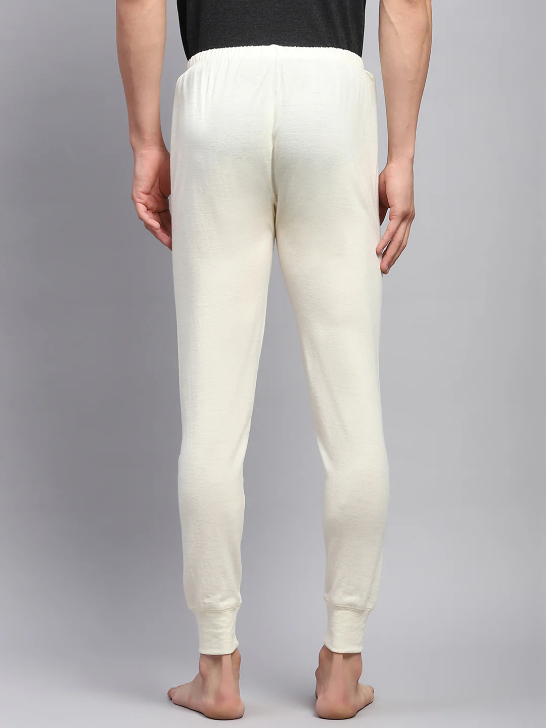 Men Cream Solid Regular Fit Lower - Image 5