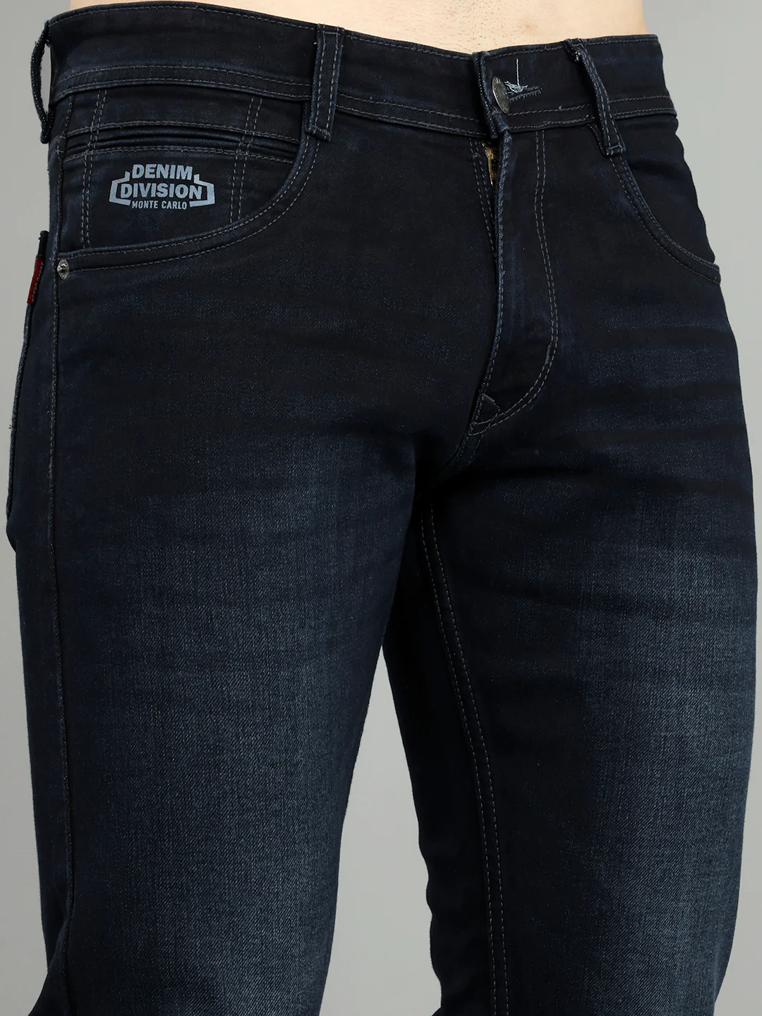 Men Dark Blue Light Wash Narrow Fit Denim - Image 4