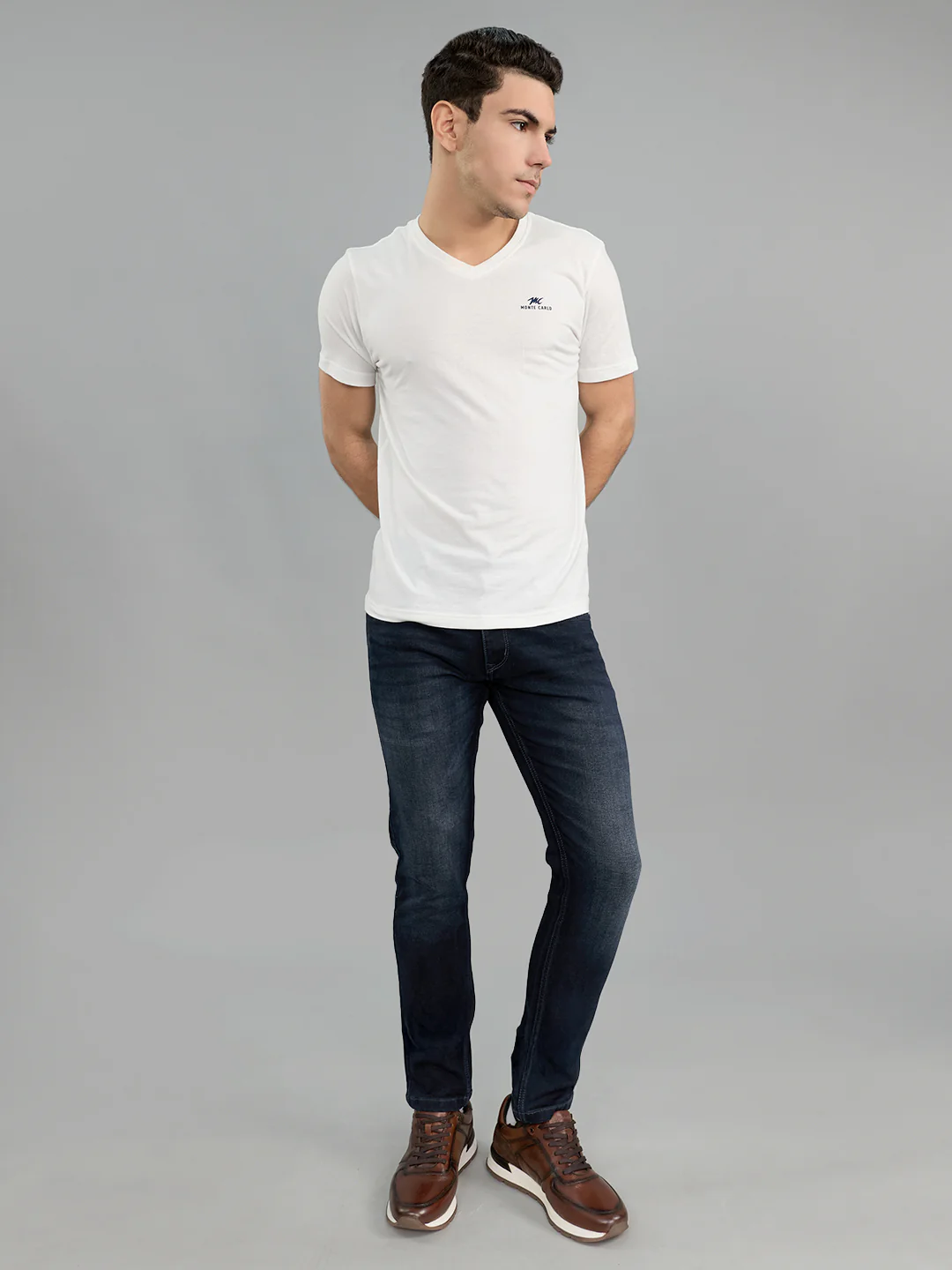 Men Dark Blue Light Wash Skinny Fit Denim - Image 6