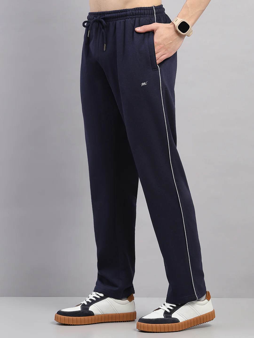 Men Dark Blue Solid Regular Fit Winter Lower - Image 3